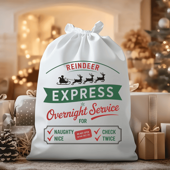 Reindeer Express Overnight Service Santa Sack
