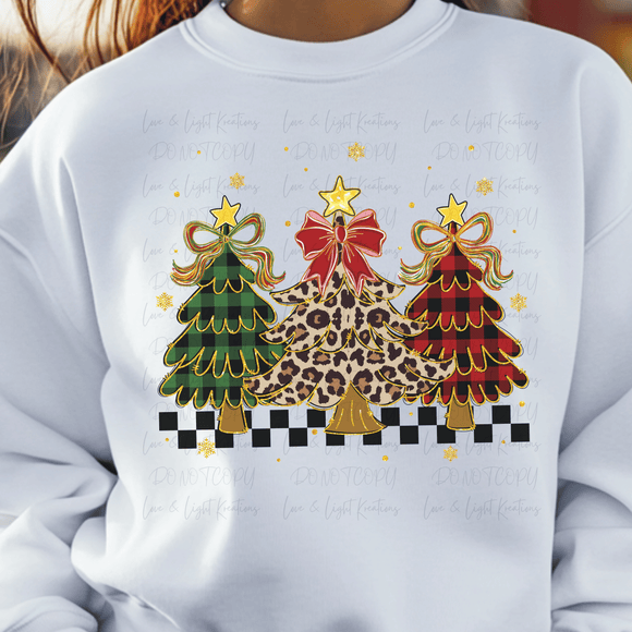 Retro Leopard and Plaid Christmas Trees