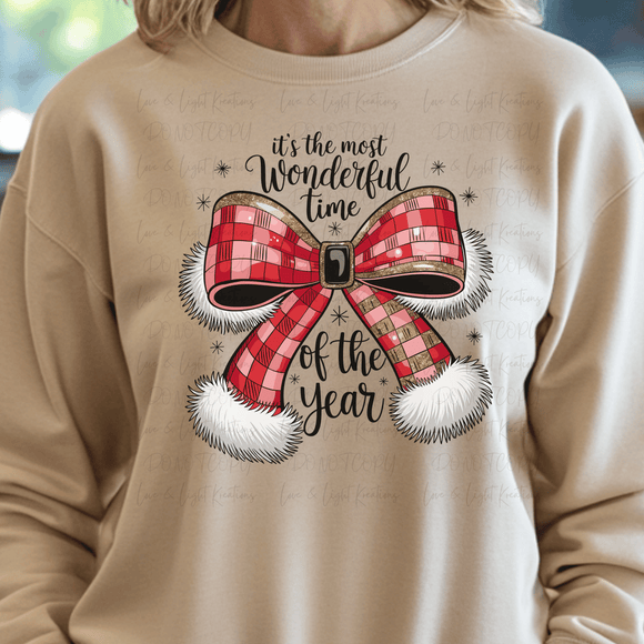 Santa Hat Coquette Bow It's the Most Wonderful Time