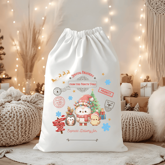 Special Delivery Cute Animals Santa Sack