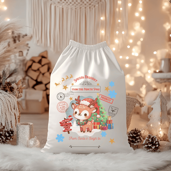 Special Delivery Standing Reindeer Santa Sack