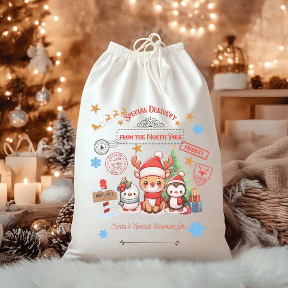 Special Delivery Winter Animals Santa Sack
