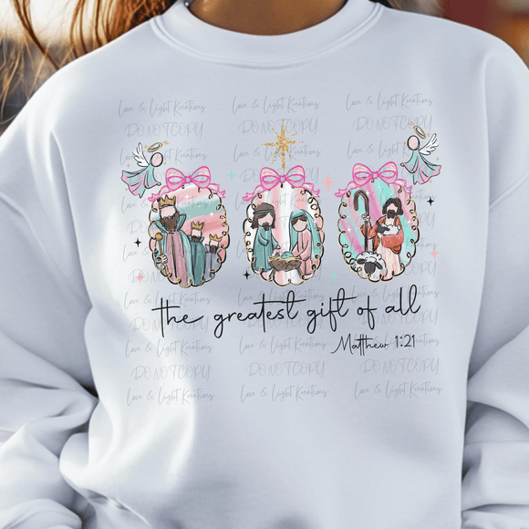 The Greatest Gift Nativity Coquette Bow Frames