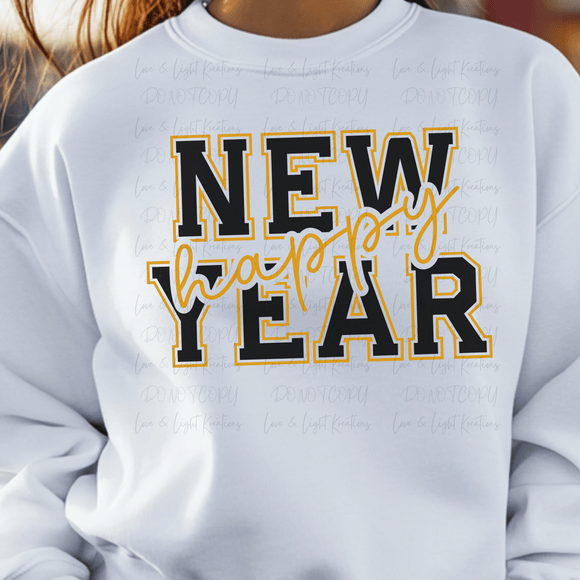 Varsity Black and gold Happy New Year