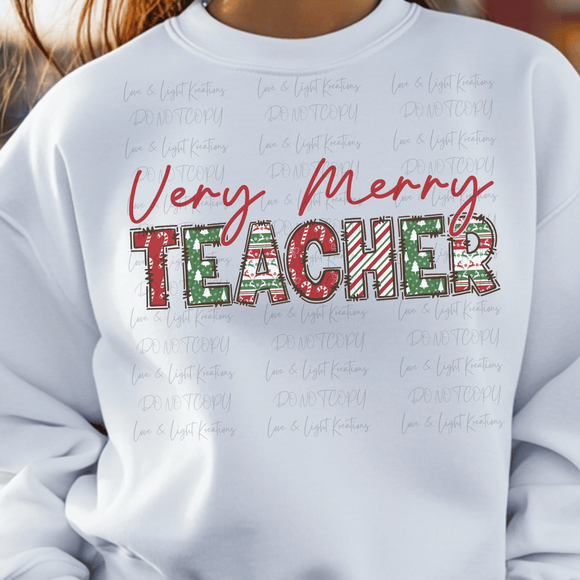 Very Merry Teacher Red and Green