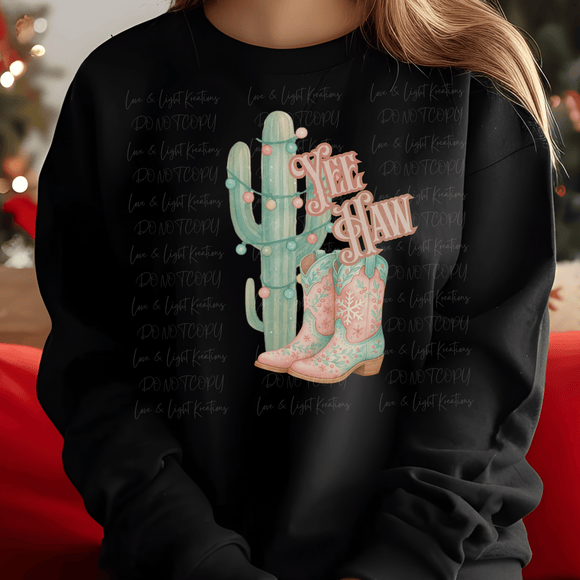 Western Christmas Boots with Cactus