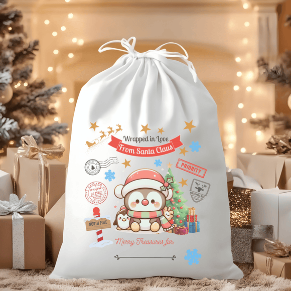 Wrapped in Love Penguin Santa Sack
