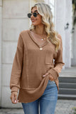 Exposed Seam V-Neck Long Sleeve T-Shirt