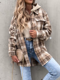 Plaid Button Up Jacket with Removable Hood