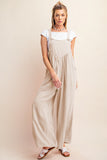 Kori America Sleeveless Ruched Wide Leg Overalls