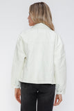 How Dare U Drawstring Hem PU Leather Zip Up Jacket